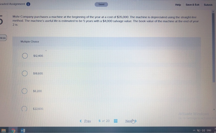  raded Assignment Help Save & Exit Submit Mohr Company purchases a
