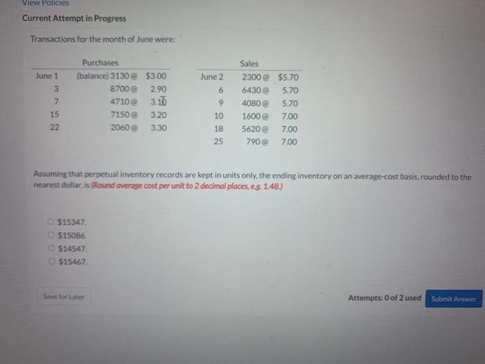  View Policies Current Attempt in Progress Transactions for the month of
