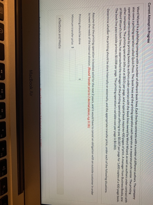  Current Attempt in Progress Word Wizard is a publishing company with