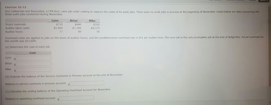 data for Orlando Company, which uses a job order cost system, are