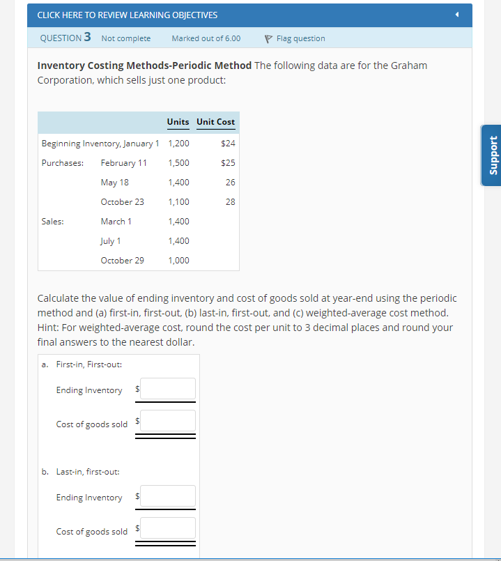  CLICK HERE TO REVIEW LEARNING OBJECTIVES QUESTION 3 Not complete Marked