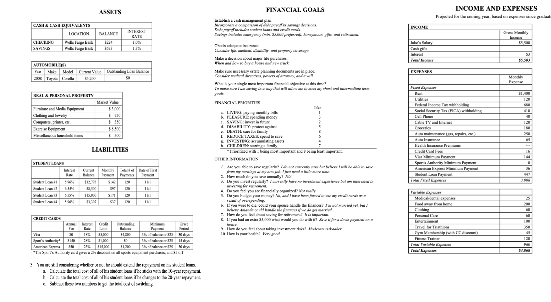  Please solve #3 looking at repayment plans for student loans. Thank