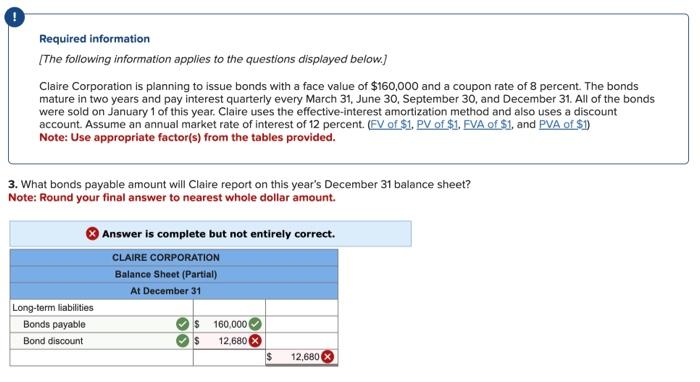  correct the two wrong blank Required information [The following information applies