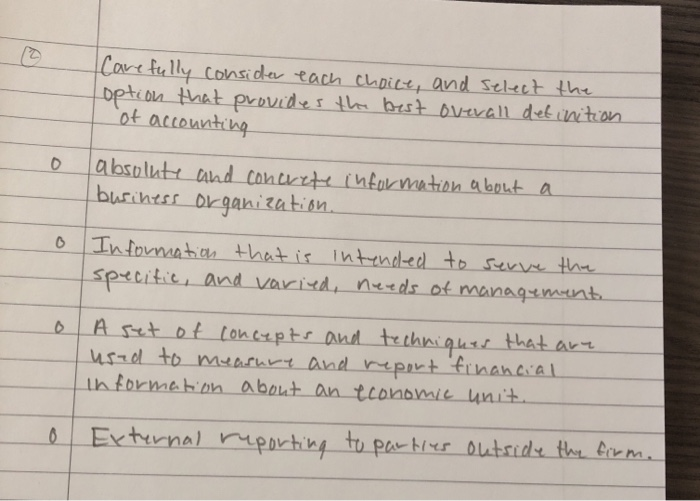  Carefully consider each choice, and select the option that provides the