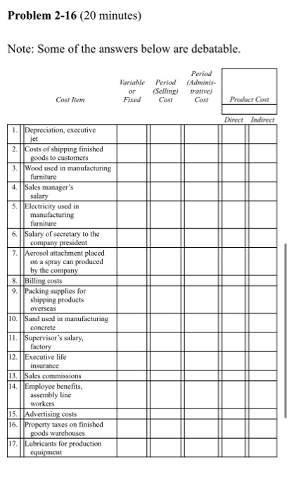 Mark an X in each row. Each row has a maximum of