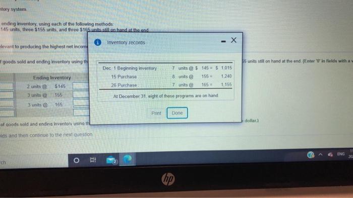 following at December 31, 2020 Click the icon to view the eventory