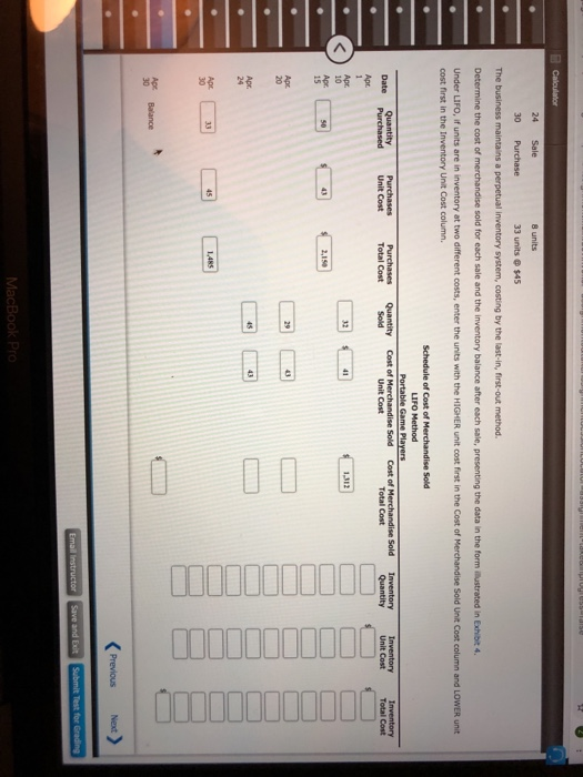 and sales data for portable game players are as follows: Apr.1 Inventory