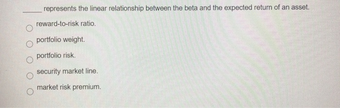  represents the linear relationship between the beta and the expected return