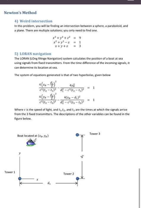  Need help solving these in matlab! Newton's Method 4) Weird intersection