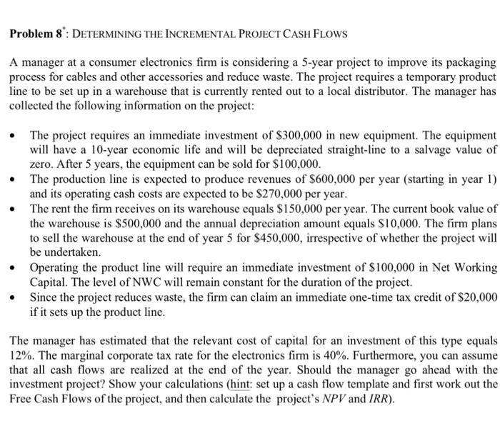  Please show excel formulas! (Formulas can be shown in excel) Problem