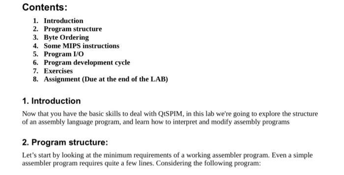  Subject Details Question Exercises Contents: 1. Introduction 2. Program structure 3.