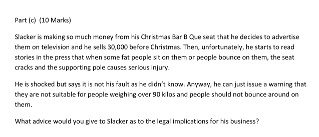  Part (c) (10 Marks) Slacker is making so much money from