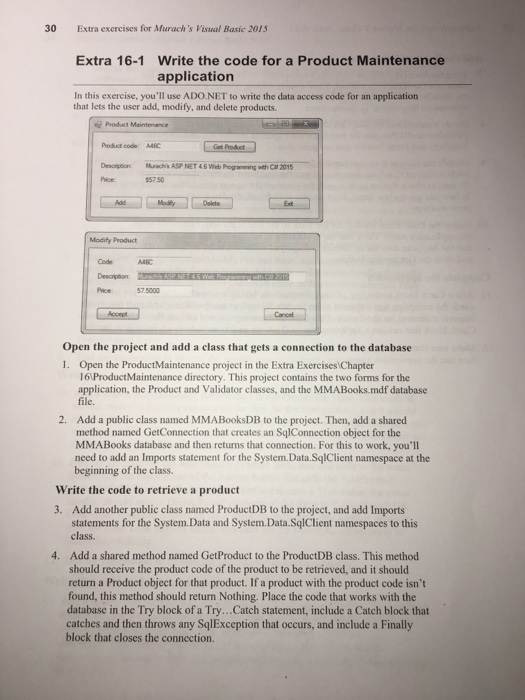  30 Extra exercises for Murach's Visnal Basic 2015 Extra 16-1 Write