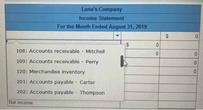 05 5,700 Accounts receivable - Thompson Sales 5,700 Aug 05 3,400 Cost