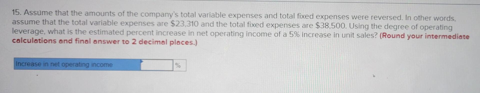 increase by 220 units, what would be the net operating income? (Round