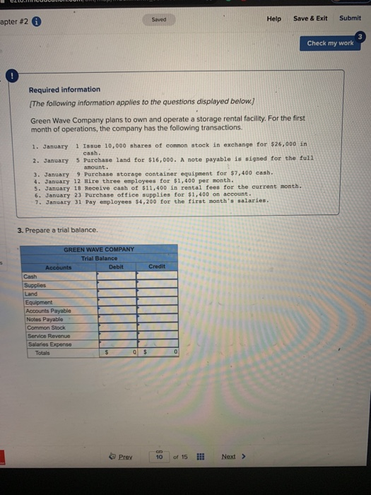  Saved Help Save & Exit Submit apter #2 Check my work