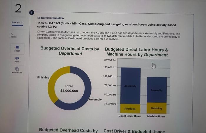 2 Part 2 of 21 10 points eBook Required information Tableau DA