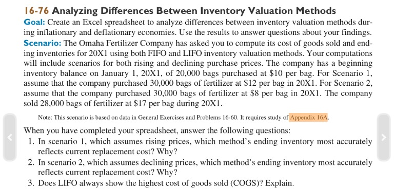Problem 16-76 : Beginning Inventory + Purchases (-) Ending inventory = Cost
