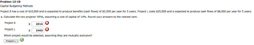 please help Capital Budgeting Methods Project S has a cost of $10,000