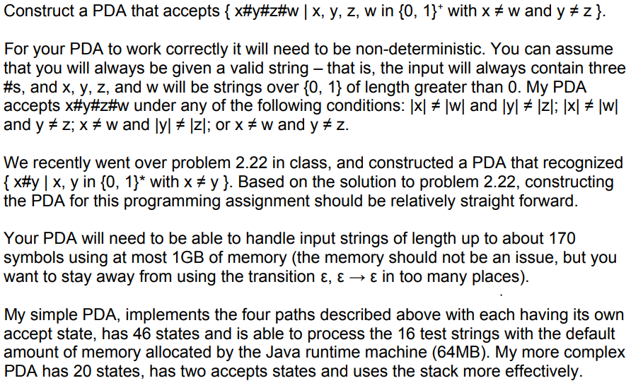 The assignment should be done in JFLAP 7.1. Construct a PDA