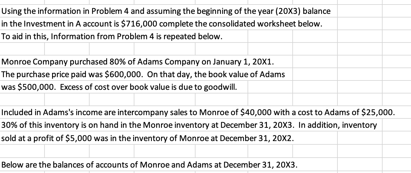 of the year (20X3) balance in the Investment in A account is