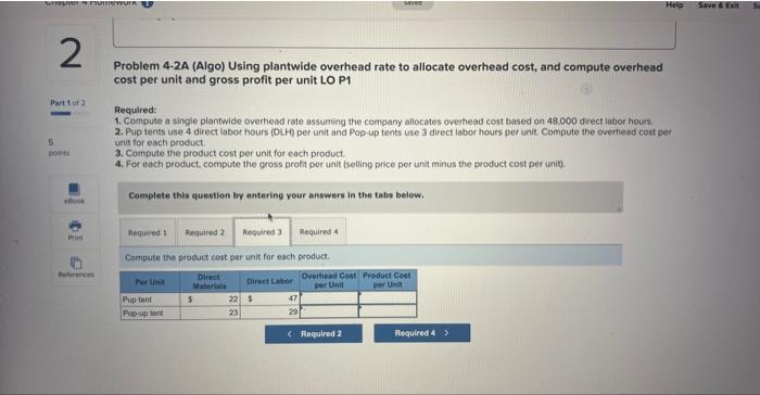 Pup tents and pop-up tonts. The company budgets $288,000 of overhead cost