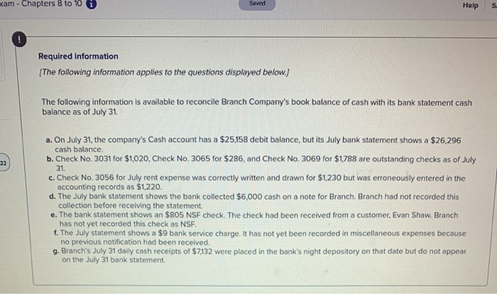  cam - Chapters 8 to 10 0 Saved Helps Required information