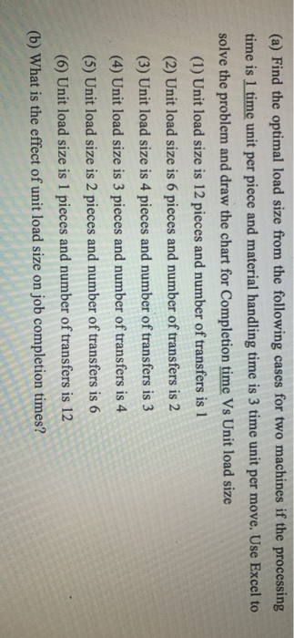  (a) Find the optimal load size from the following cases for