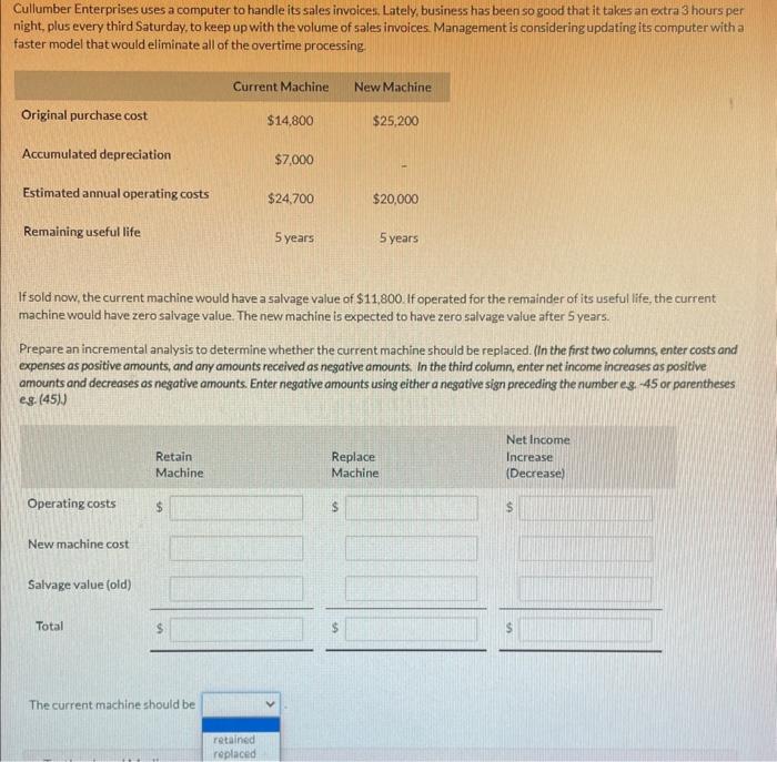 8) Cullumber Enterprises uses a computer to handle its sales invoices... Please