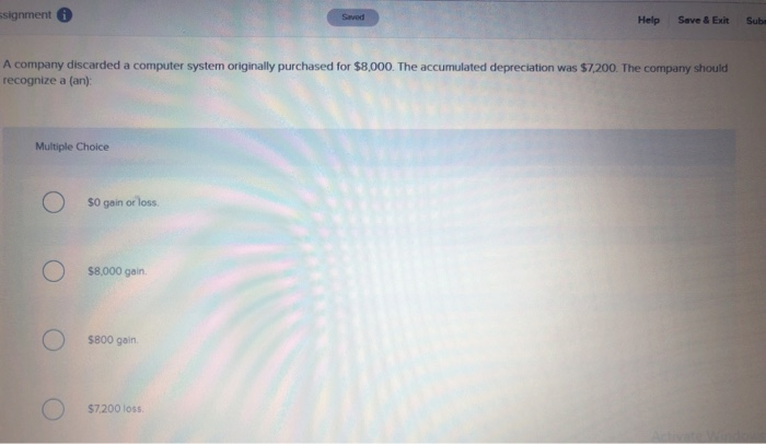 cost 522,000 with accumulated depreciation of $6,600. Gaston sells the equipment for