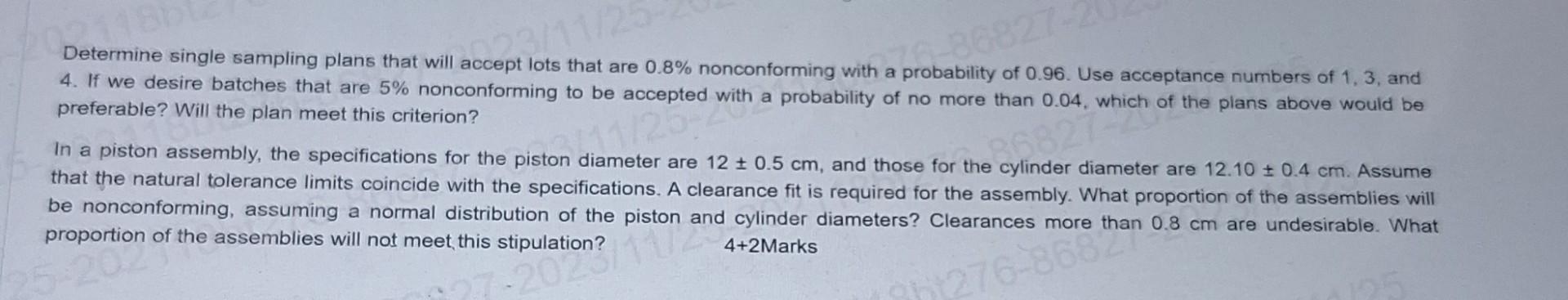  Determine single sampling plans that will accept lots that are 0.8%