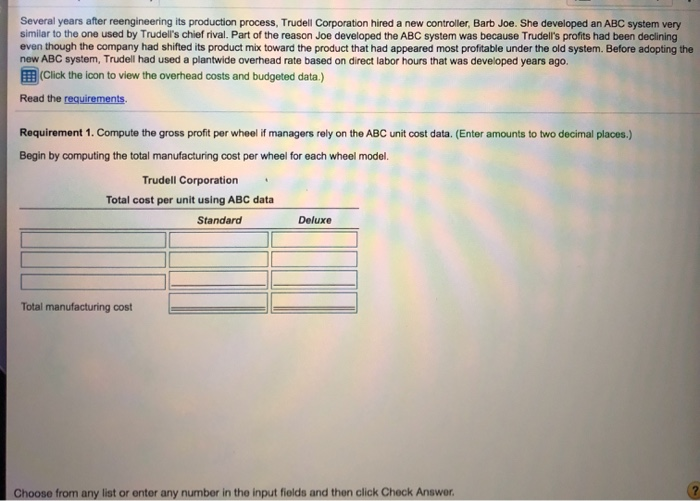 ABC costs. $ 184.00 $ 309.00 Plantwide overhead rate....... $ 221.00 $