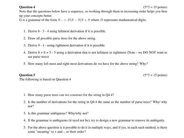  Question 4 (53=15 points ) Note that the questions below have