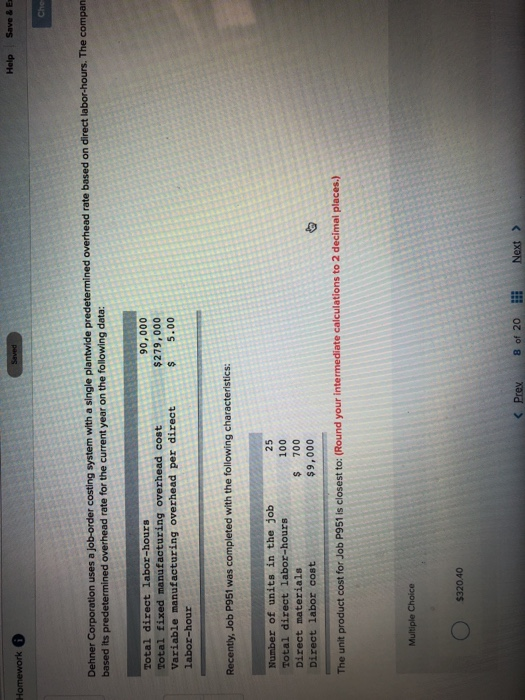  Help Save & E Homework Saved Cher Dehner Corporation uses a