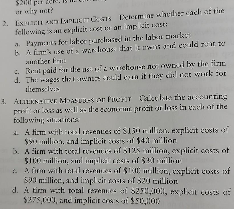 $200 per or why not? 2. EXPLICIT AND IMPLICIT COSTS Determine