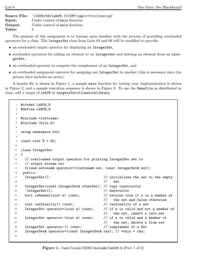  Lab 8 Due Date: See Blackboard Source File: Input: Output: Value:
