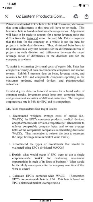 for allocation of capital within EPC The Company EPC operates in three