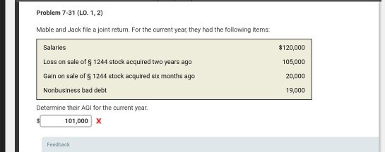 Problem 7-31 (LO. 1, 2) Mable and Jack file a joint
