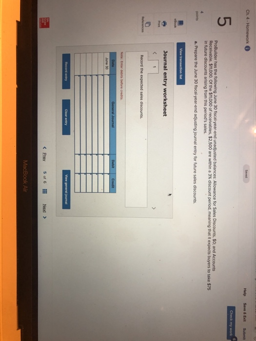  Ch. 4 - Homework Saved Help Save & Exit Subm Check