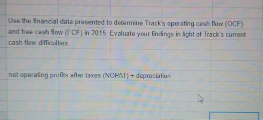 Use the financial data presented to determine Track's operating cash flow