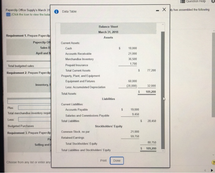  Question Help Data Table X Paperclip Office Supply's March 310 (Click