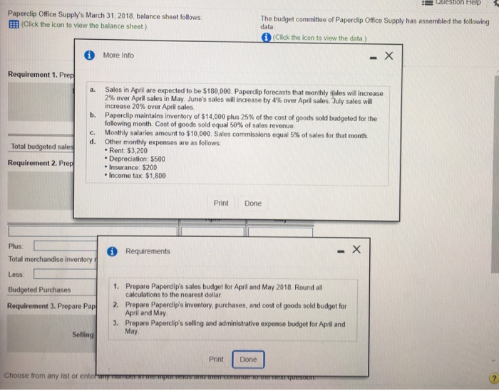 the icon to view the bala bly has assembled the following Requirement