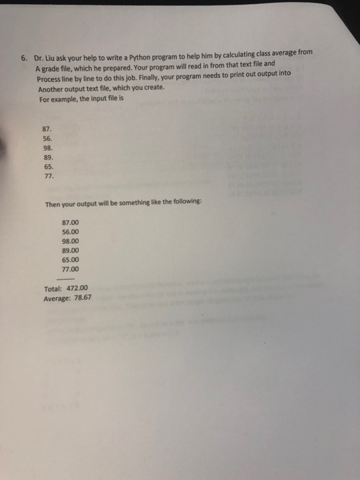  this is python Dr. Liu ask your help to write a