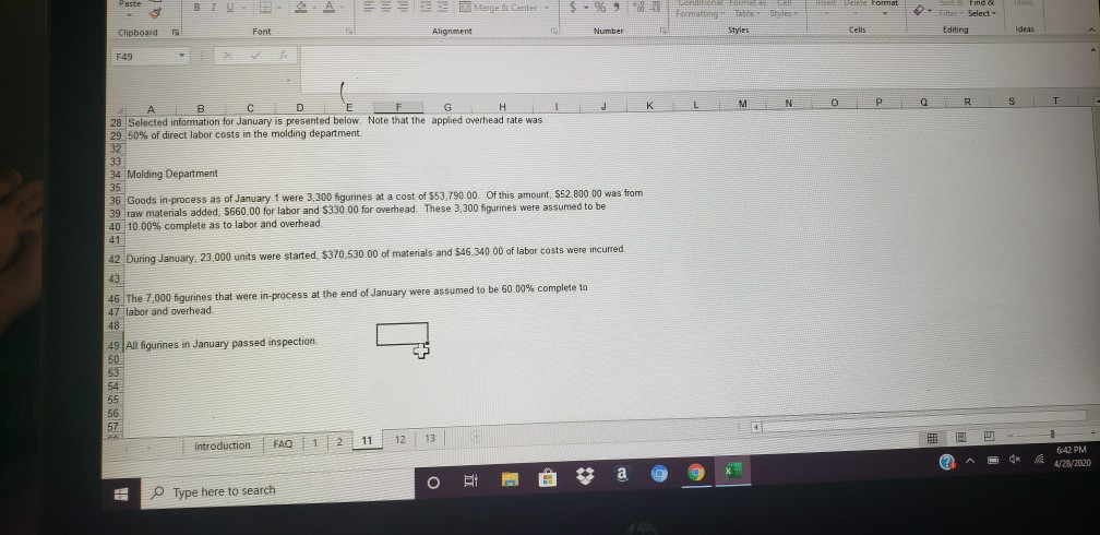{12.01} 13 Physical Flow of Units 14 15 Work-in-Process - Beginning 16