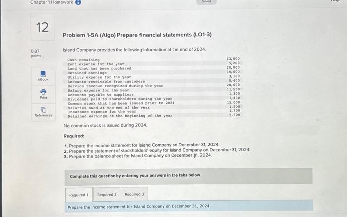 please fill in all boxes with a blue arrow! Problem 1-5A (Algo)