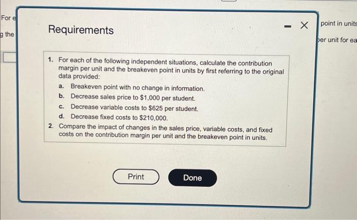 whiten and driving bests. Variable costs of $750 per student include trainers'