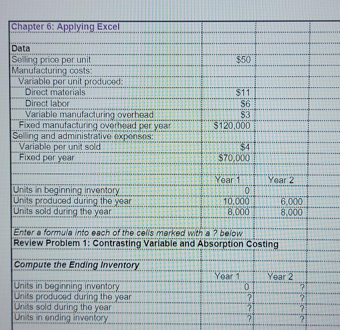  Please fill out question marks, and show all work. Chapter 6: