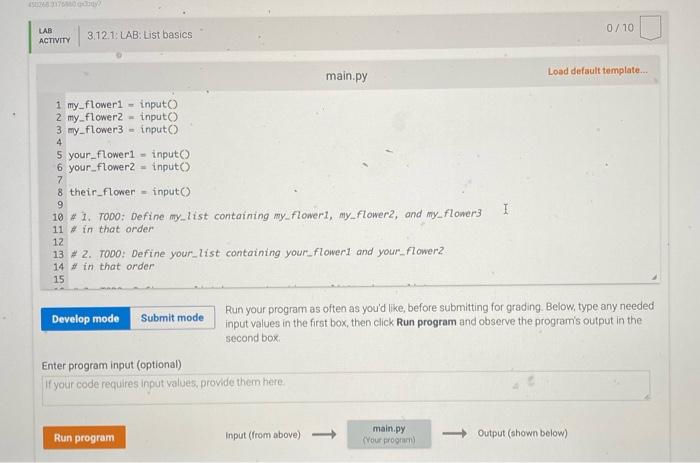 that does the following tasis - Deline a list, myy list, containing