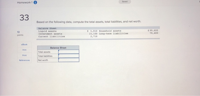  Homework 1 Saved 33 Based on the following data, compute the