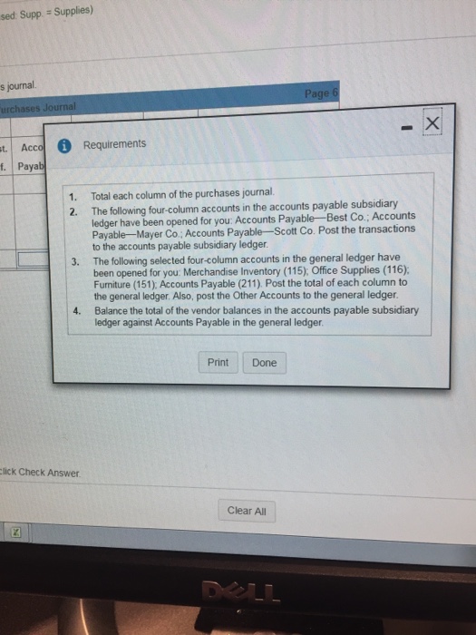 S7-9 (similar to) Review the purchases journal below (Abbreviation used Supp. -Supplies)